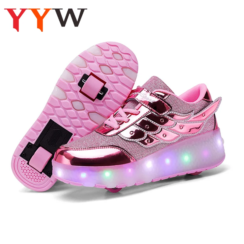 Sneakers Roller Shoes Outdoor Deformation Parkour Skates Dual-Use Children Girls Boys Adult Men Women Unisex Roller Skates