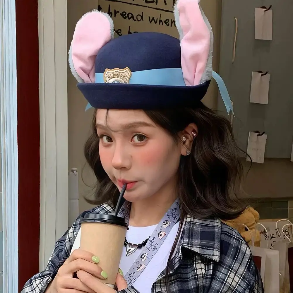 Judy Hopps Rabbit Cosplay Costume, Accessories, and Cartoon Bunny Ear Hat for Disney's Zootopia