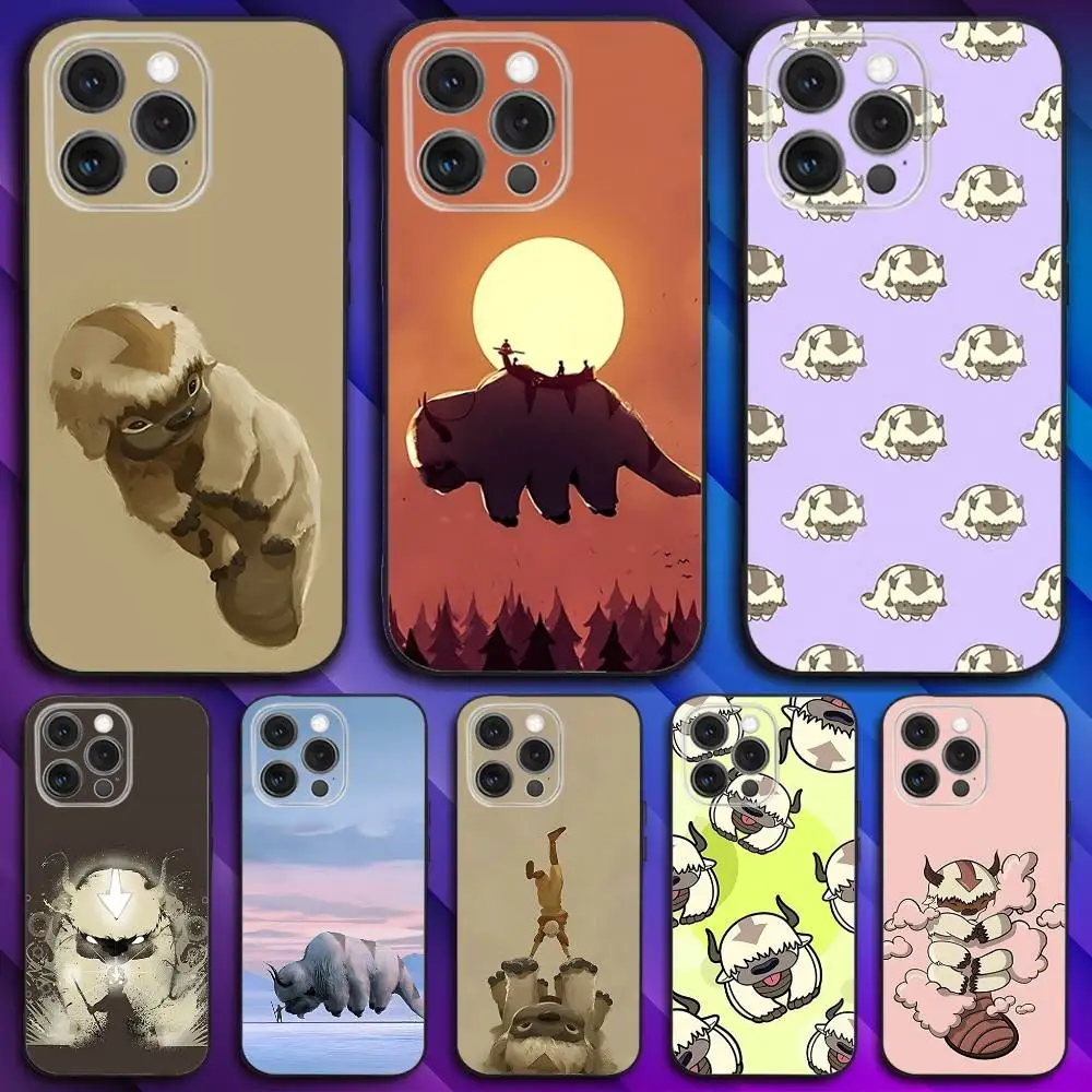 

A-Avatar Anime Appa Yip Phone Case For iPhone 17,16,15,14,13,12,11,Pro,Max,Plus,X,XS,SE4,E,Mini,Soft Black Case