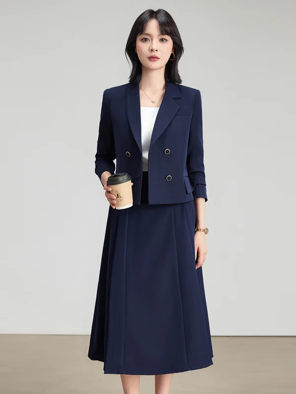 Business Casual Women's Short Suit Set A-Line  Skirt Two-Piece Ensemble Professional Commute Autumn Fashion Elegant