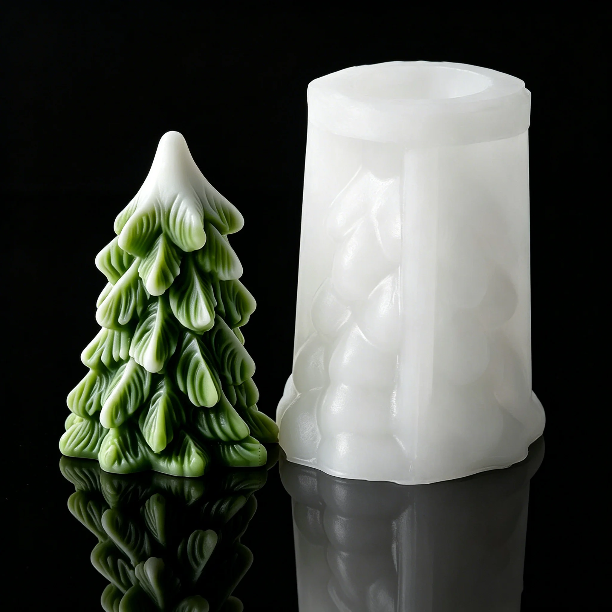 Christmas Tree Candle Silicone Mold Handmade Soap Gypsum Form Epoxy Resin Ornaments Mould Xmas Tree Candle Making Supplies