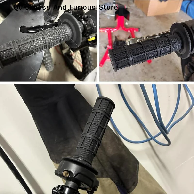 【MO】Universal Motorcycle Rubber Handle Grips Non Slip Texture R Options For Offroad Dirt Bike Riding