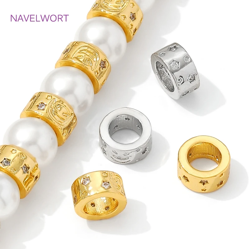 

18K Gold Plated Brass Round Spacer Beads For Jewelry Making,Beads Separators,DIY Necklace Accessories,Supplies For Jewelry