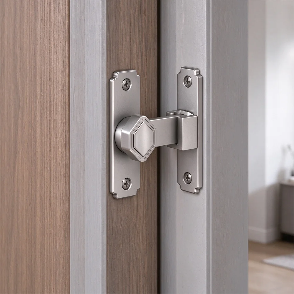Snap Latch for Barn Doors 90 Degree Right Angle Mounting with Thickened 2.5mm Spacer Aluminum Alloy Construction