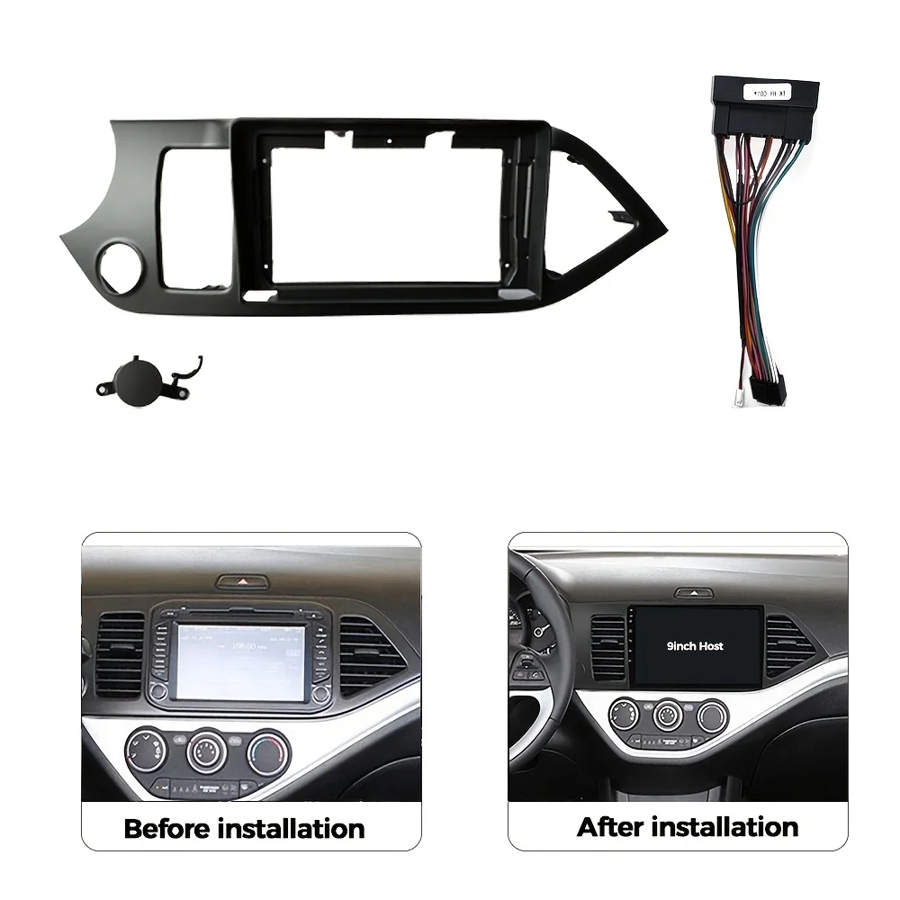 9INCH  Car Multimedia Radio Frame For KIA Picanto Morning 2011 2012-2016 2017 LHD Fascia Panel Dashboard Mounting Bracket 2Din
