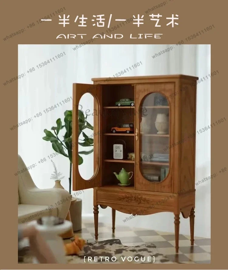 

FG11Household French retro small side cabinet extremely narrow ultra-thin high-end solid wood wine cabinet