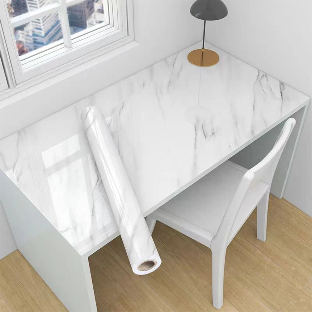 Marble Contact Paper Self Adhesive Wallpaper Waterproof Gloss PVC  for Furniture Cover Surface Countertop Kitchen Shelf Liner