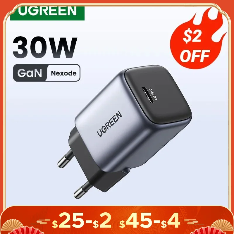 UGREEN GaN 30W Fast Charger for iPhone 16 15 14 Pro  PD3.0 Charger for iPad Pro Tablet Samsung Xiaomi Type C USB Phone Charger