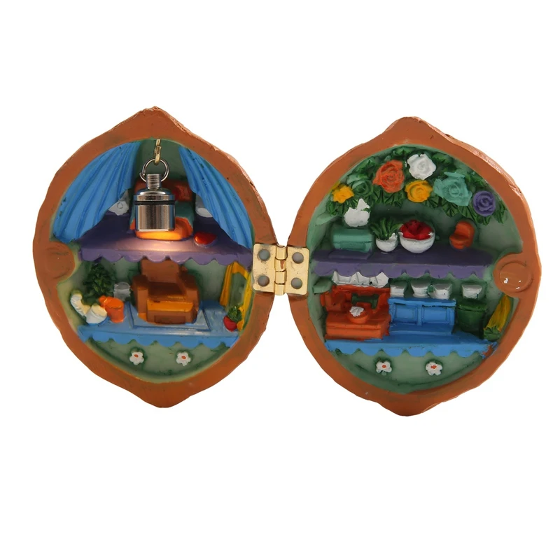 

Walnut Shell Dollhouse, Mini House Library,Handmade Walnut Shell Doll House, Resin Nut Secret 3D Scene,Resin Miniature