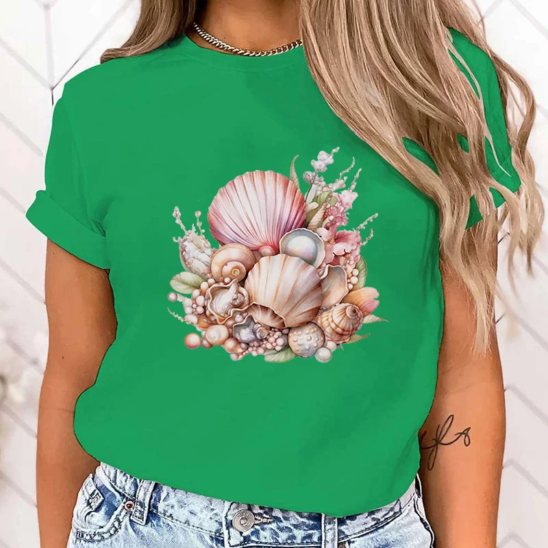 (High Quality T Shirt)Cool T-Shirt For Women: Fashion Conch T-Shirts, Hilarious Quotes Tee For Casual Wear(Fast Delivery)