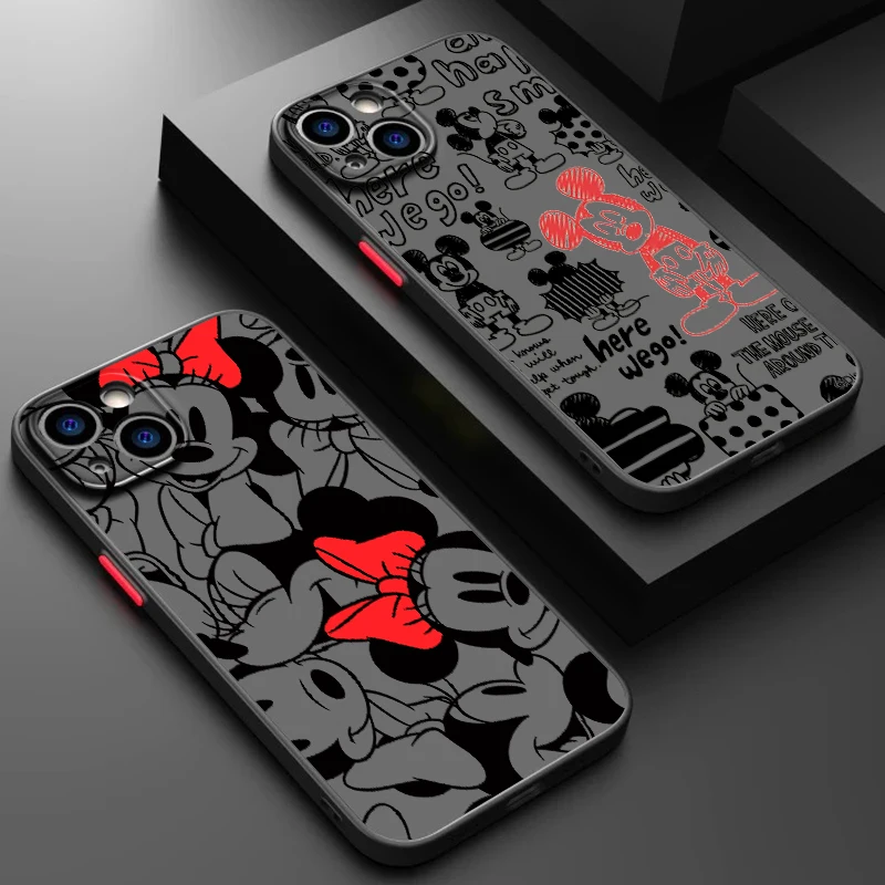 

Cartoon Mickey Minnie Mouse Phone Case For Samsung S25 S24 S23 S22 S21 S20 S10 FE Note20 Note10 Plus Ultra Lite 5G Matte Cover