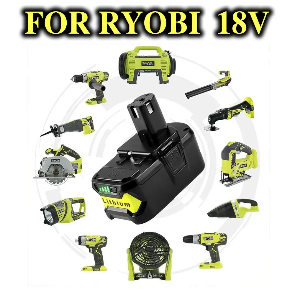 RYOBI power tools use 18V 5.0Ah-12.0Ah lithium-ion batteries, compatible with P108 18V One+Plus P104 P107 RB18L50 RB18L20 P108