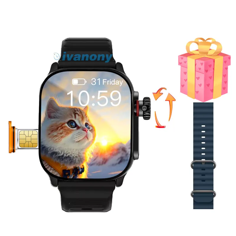 ساعة واتساب الذكية S9 4G بطاقة SIM 180 °   كاميرا دوارة لمتجر Google Play APP تنزيل GPS WIFI Android Smartwatch للأطفال البالغين