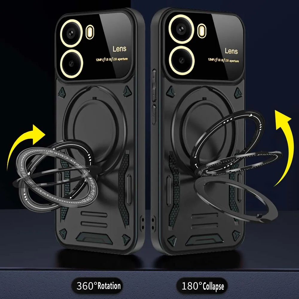 Shockproof Armor Case for Mi POCO X6 X7 Pro F6 Pro C75 C65 Magnetic Ring Stand Camera Protector Phone Cover
