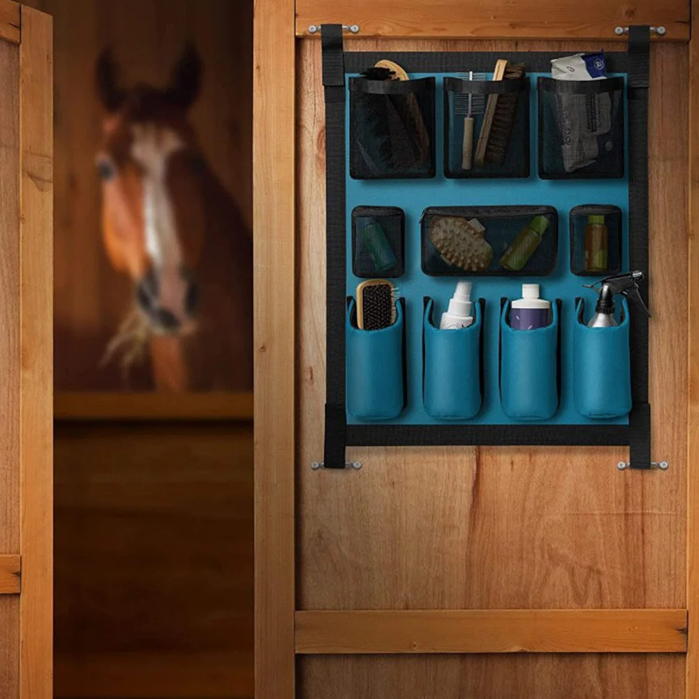 منظم مقطورة الحصان ذو سعة كبيرة لباب المقطورة، حقيبة تخزين متعددة الجيوب لزجاجة مشط فرشاة الحصان
