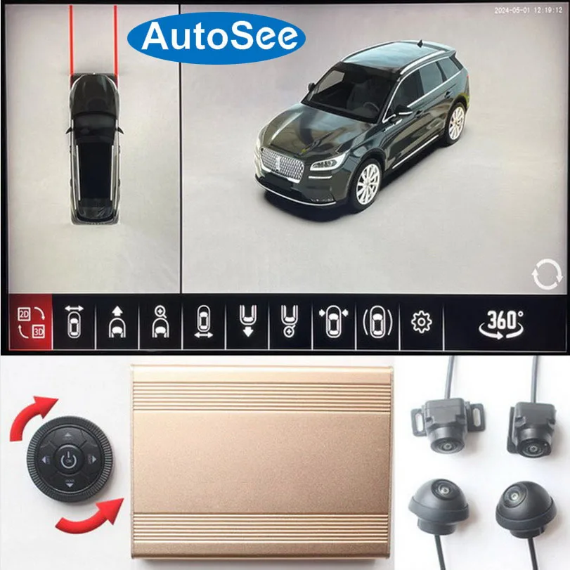 fit original OEM monitor for Skoda Superb 360 degree camera bird eye 3D panoramic view front rear side 4 way dash around reverse