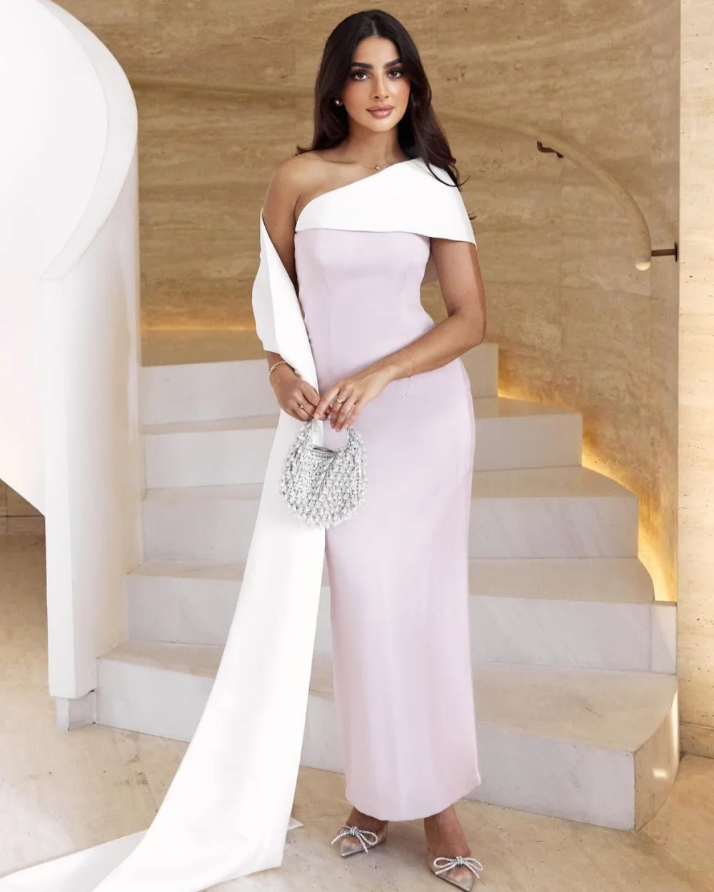 Modern Style Jersey A-line One-shoulder Midi Dresses Prom  Pastrol Unisex Chinese  Formal Casual Simple Retro