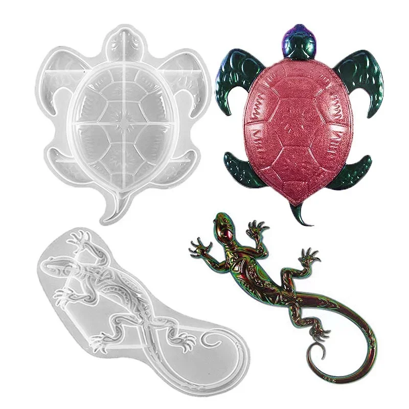 Pattern Gecko Sea Turtle Ornament Silicone Mold DIY Crystal Epoxy Resin Plaster Mold - view 2