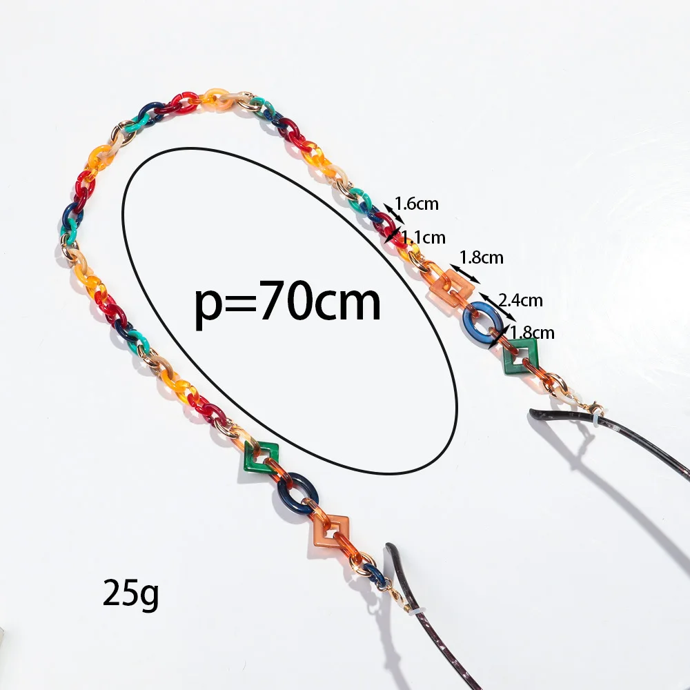 70cm Acrylic Glasses Chain Easy To Clean Geometric Eyewear Strap Women Eyewear Accessories Geometric Sunglasses Hanging Chain