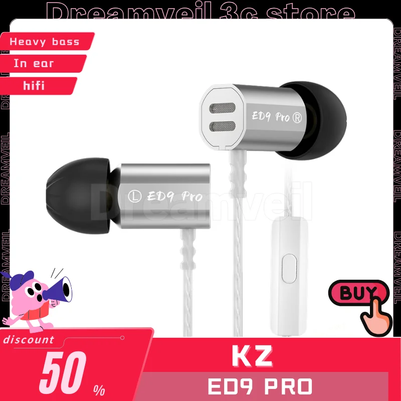 

KZ ED9 PRO ED9PRO Наушники-вкладыши Полуоткрытые Большие звуковые наушники HIFI Динамический драйвер Бас Музыкальная гарнитура Металлические наушники из цинкового сплава