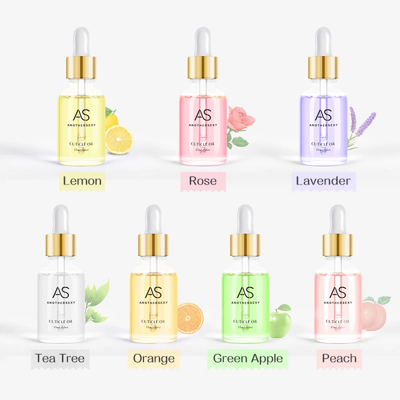 AS 15ml Vitamin Cuticle Revitalizer Oil With Dropper Vegan Foil Flakes Organic Nail Nutrition Oil