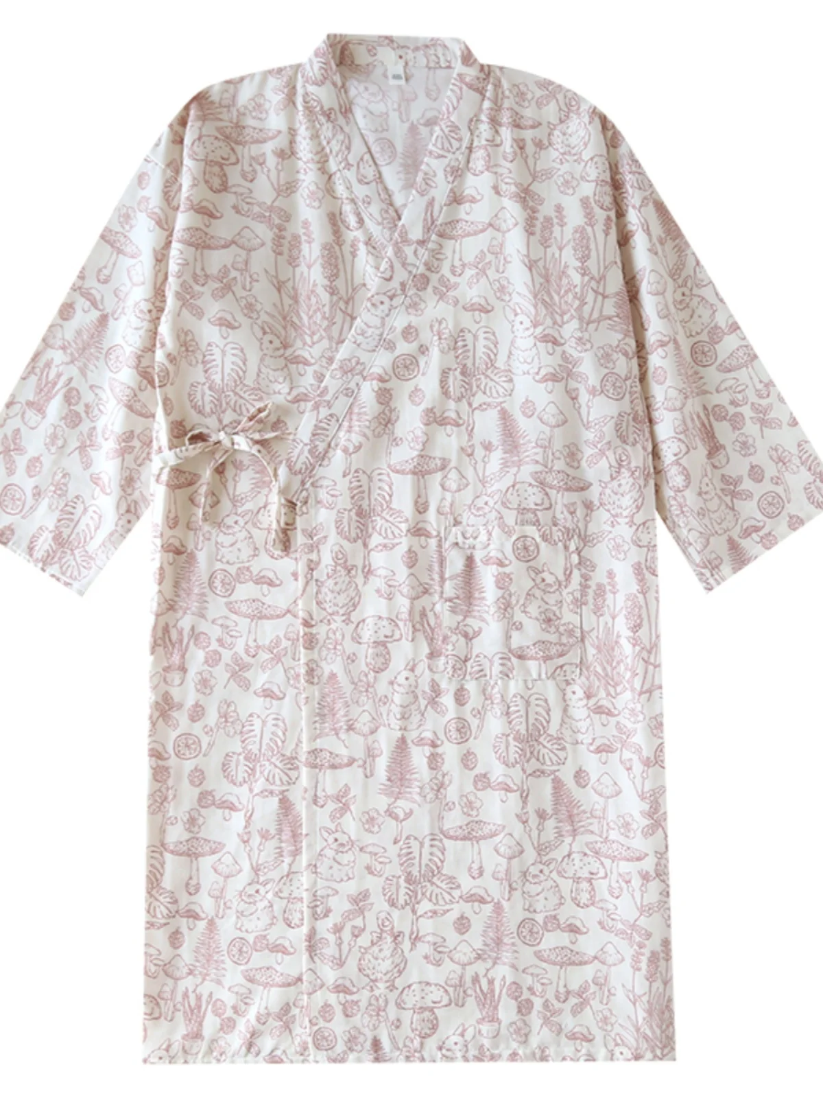 

Summer Pure Cotton Gauze Kimono Sle Spwear Women's plus Size Cartoon Print Long Robe Comfortable Breathable Home Clothes