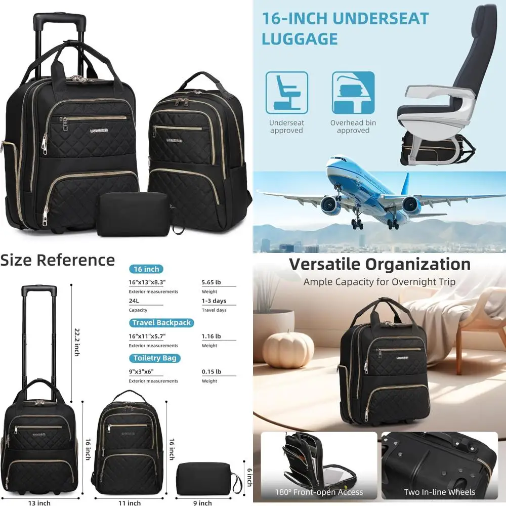 

16-дюймовая легкая ручная кладь с мягким боковым сиденьем и колесиками для мужчин и женщин - ночной чемодан, дорожная сумка