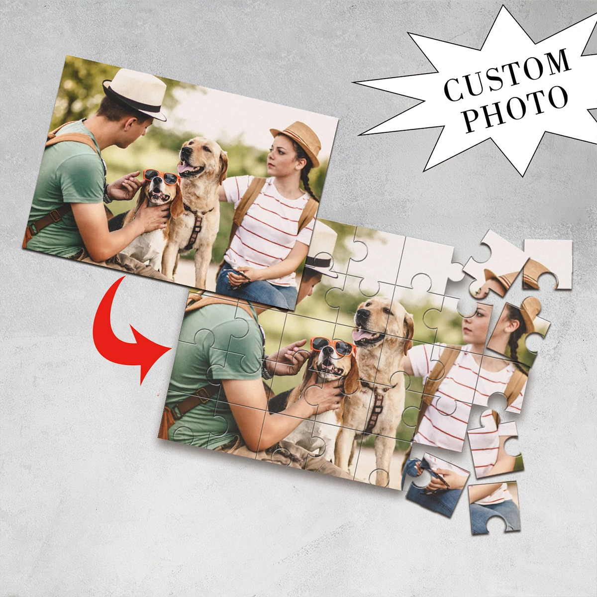 35/150/300/500/1000pcs family dog Custom Photo Custom Poster Personalised Decompression Puzzles Custom Puzzles in Photos