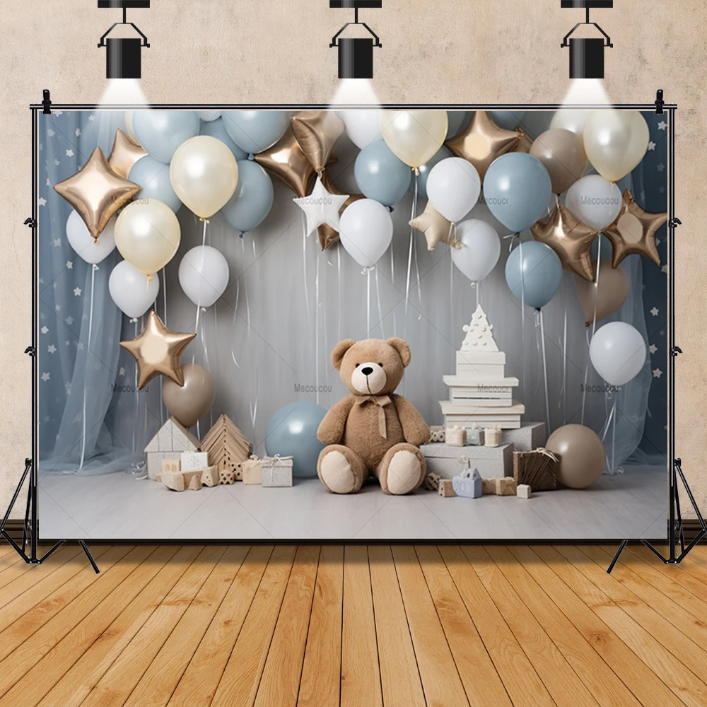 Sweet Bear Balloons sfondo personalizzato bambini festa di compleanno sfondo Decor Banner neonato doccia Studio fotografia puntelli