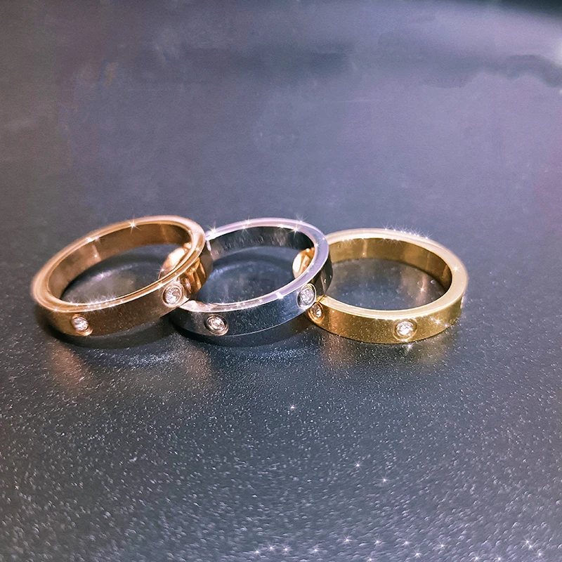 Fashion Stainless Steel Ring With Stone Crystal For Woman Girl Couple In Wedding