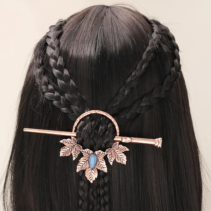 New Gothic Retro Crow Skull Skeleton Moonlight Stone Hairpin Y2k Fashion Deer Horn Hair Stick Hair Accessories for Girl Women