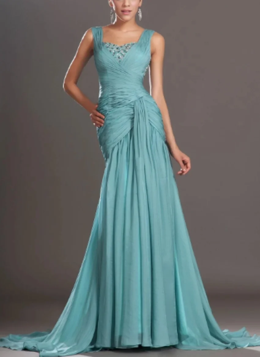 Othray Chiffon Elegant Long Evening Gown Prom Dress Evening Dresses Mermaid Tank Sleeveless Beaded wedding party dress 2024