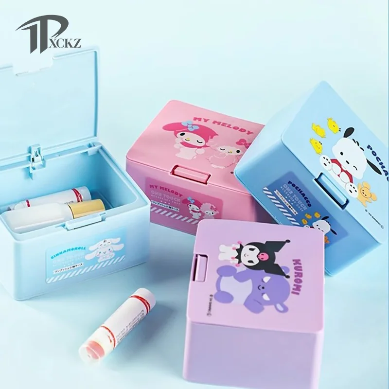 

Sanrio Hello Kitty Melody Storage Box Cartoon Kt Cat Flip Cover Cotton Swabs Cotton Pads Stationery Jewellery Organisation Gifts