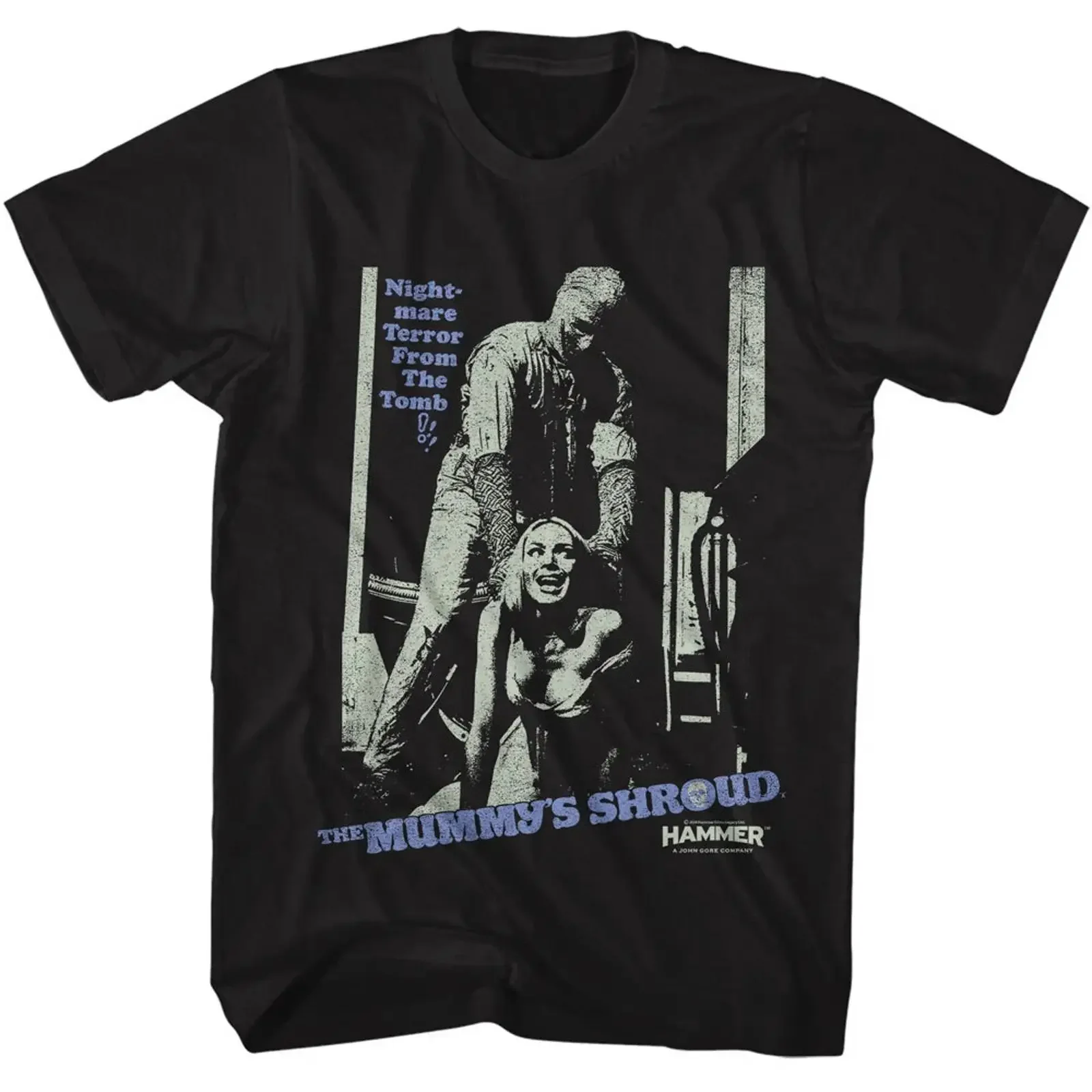 Hammer Horror Movie The Mummy's Shroud Terror From Tomb Men's T Shirt vintage Washed Soft Top For Everyday Wear homme