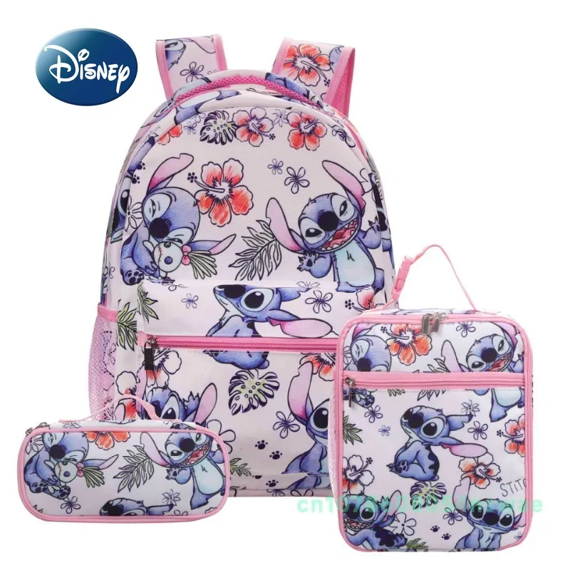 Disney Stitch New Children\'s School Bag Cartoon Cute Children\'s School Bag 3-piece Set Fashion Student School Bag Large Capacity