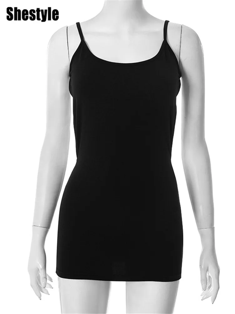 Shestyle Czarna Sukienka Mini Bez Pleców Damska na Cienkich Ramiączkach, Bielizna Klubowa, Wyjątkowo Gorąca, Obcisła, Seksowna