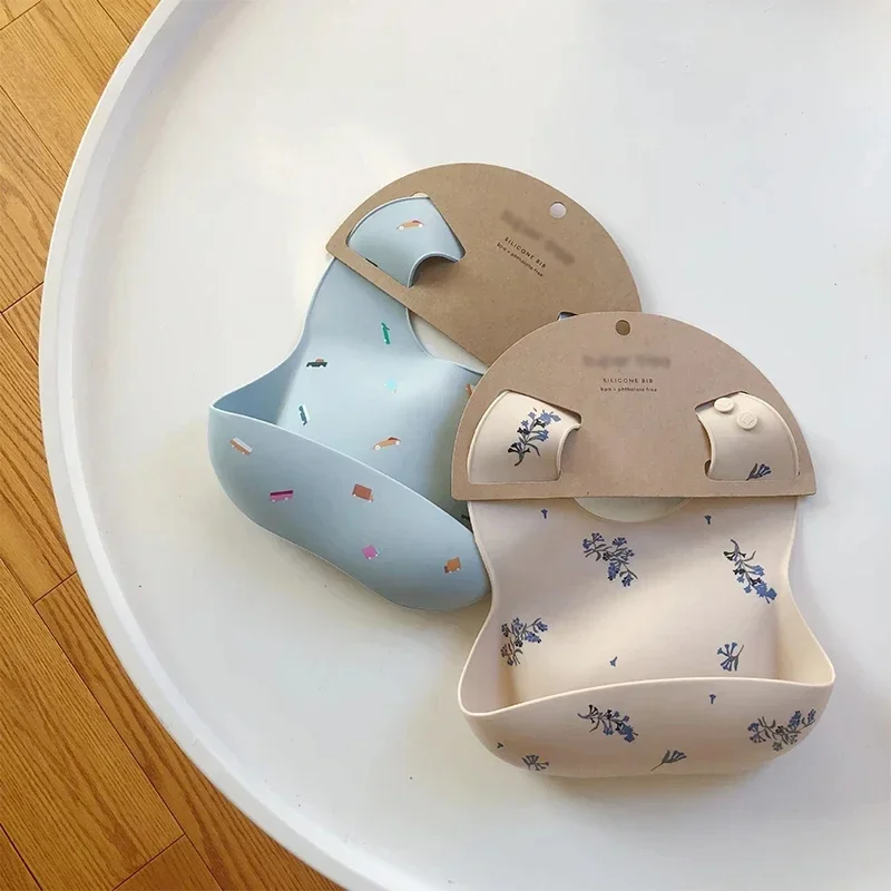 

Baby Bibs Ins Style Print Waterproof Soft Silicone Baby Feeding Stuff Cute Pattern Kids Girl Boy Toddler Adjustable Children Bib