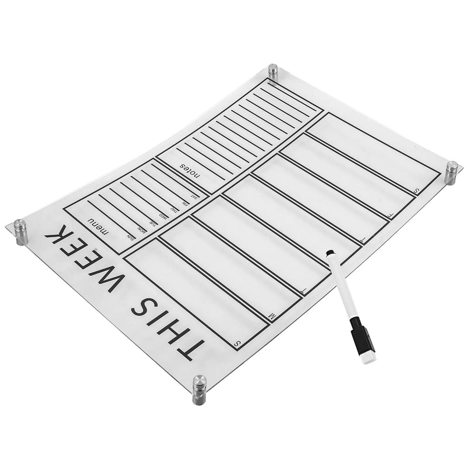 

1Set Erasable Weekly Planning Board Acrylic Message Memo Board for Home Office School Desktop Decoration Lightweight Portable