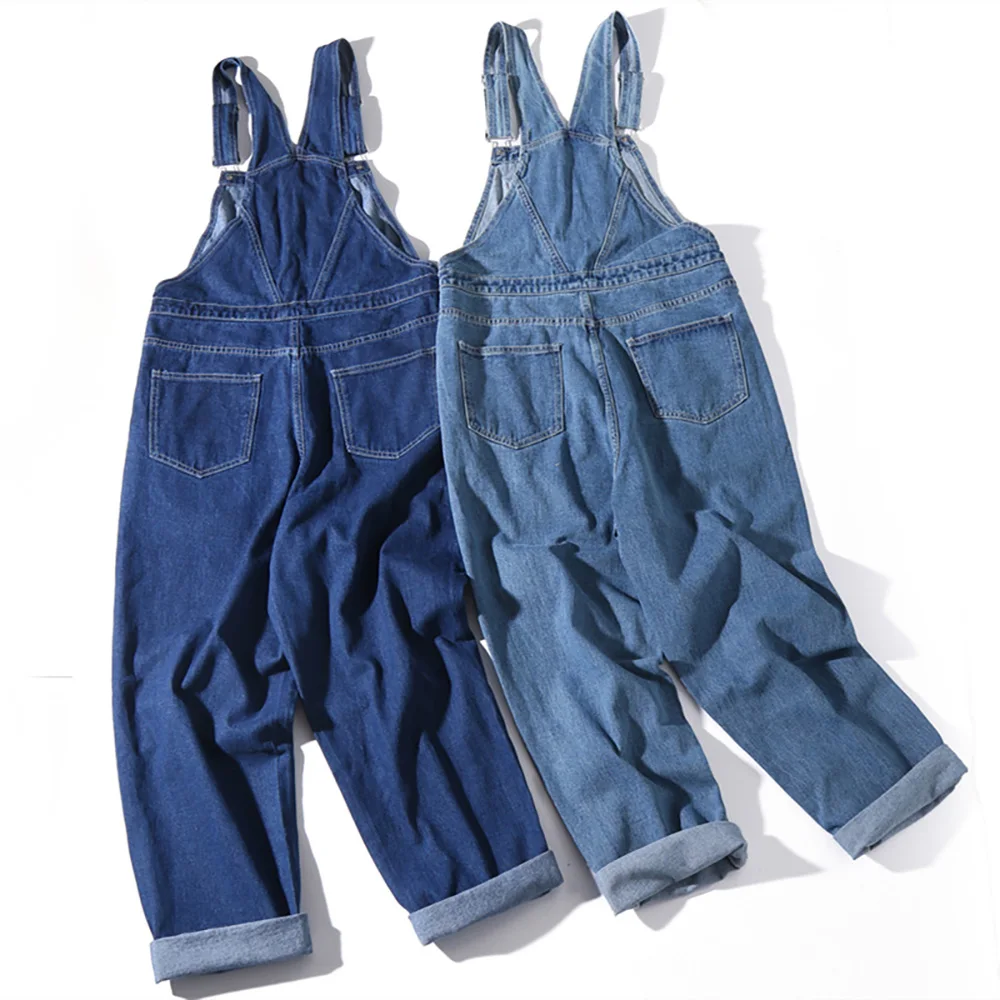 Fashion Overalls Denim Suspenders Men Women Work Trousers Cargo Pants Jeans Bibs Loose Casual Jumpsuits Streetwear Clothes