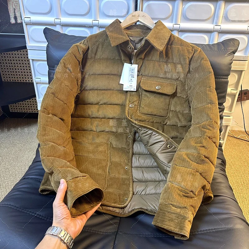 High-End Corduroy Thickened Cotton Jacket for Men Warm Outerwear Fashionable Urban Style Standard Fit Autumn Winter Coat