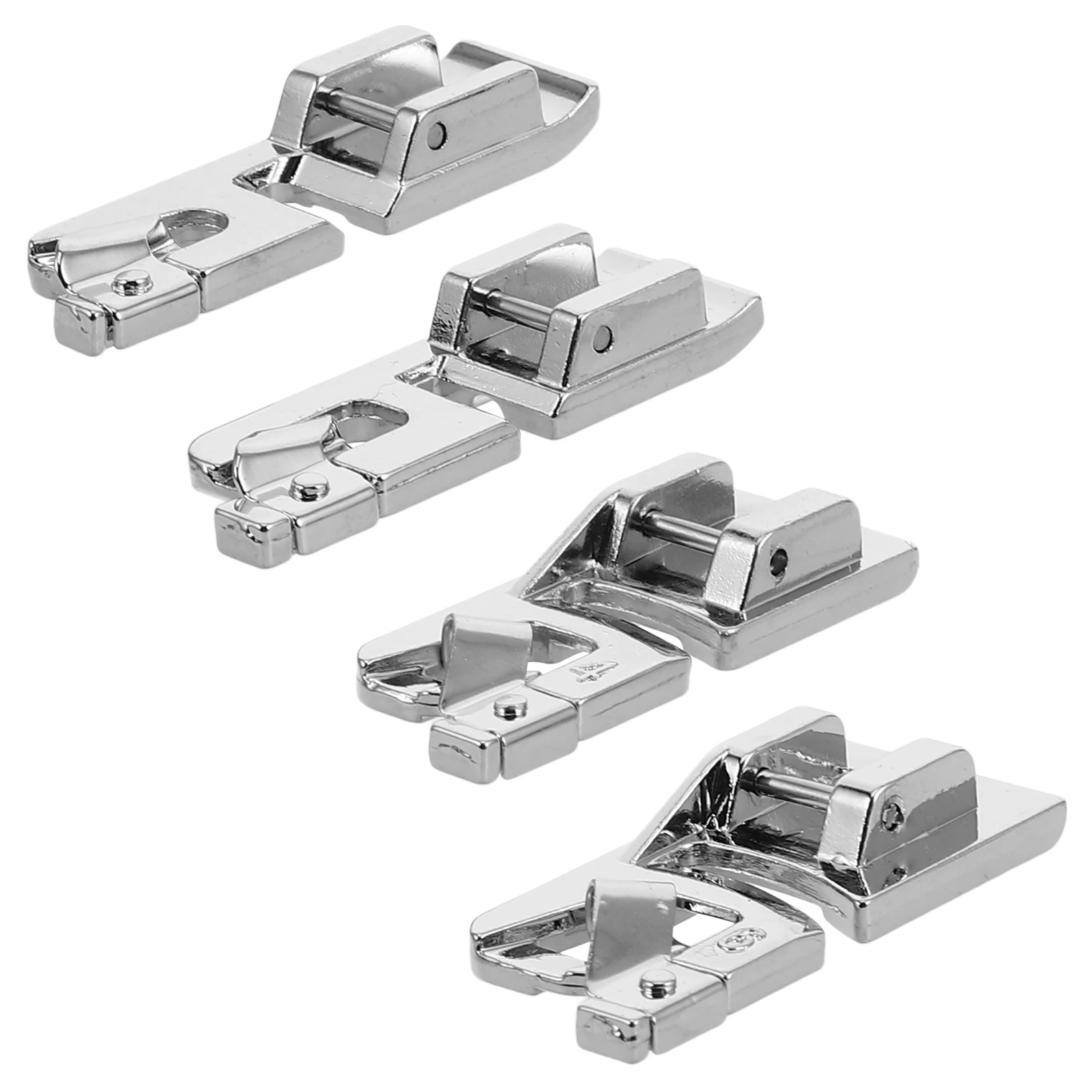 

4pcs Sewing Machine Presser Foot Set Durable Zinc Hemming Ruler Professional Results Easy Installation Zipper Foot Household