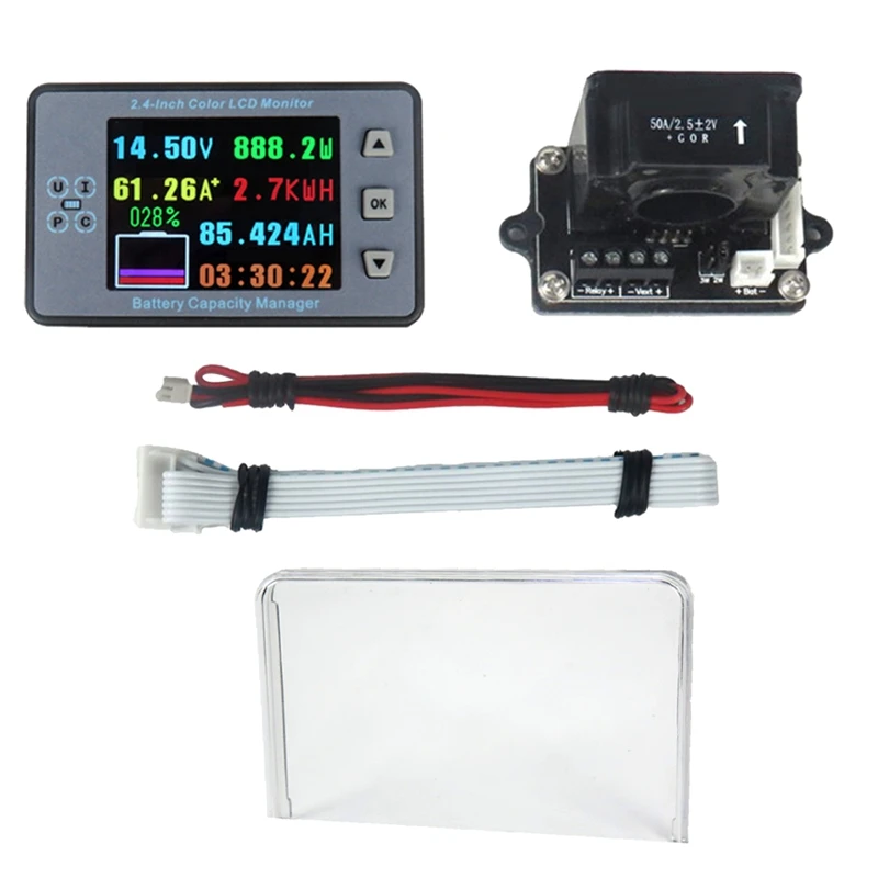 VAH9810F 2.4 Inch Voltage Meter+Voltage Collector+Case Coulometer Capacity Power Monitor Kit 100A For Electric Motorcycle/RV