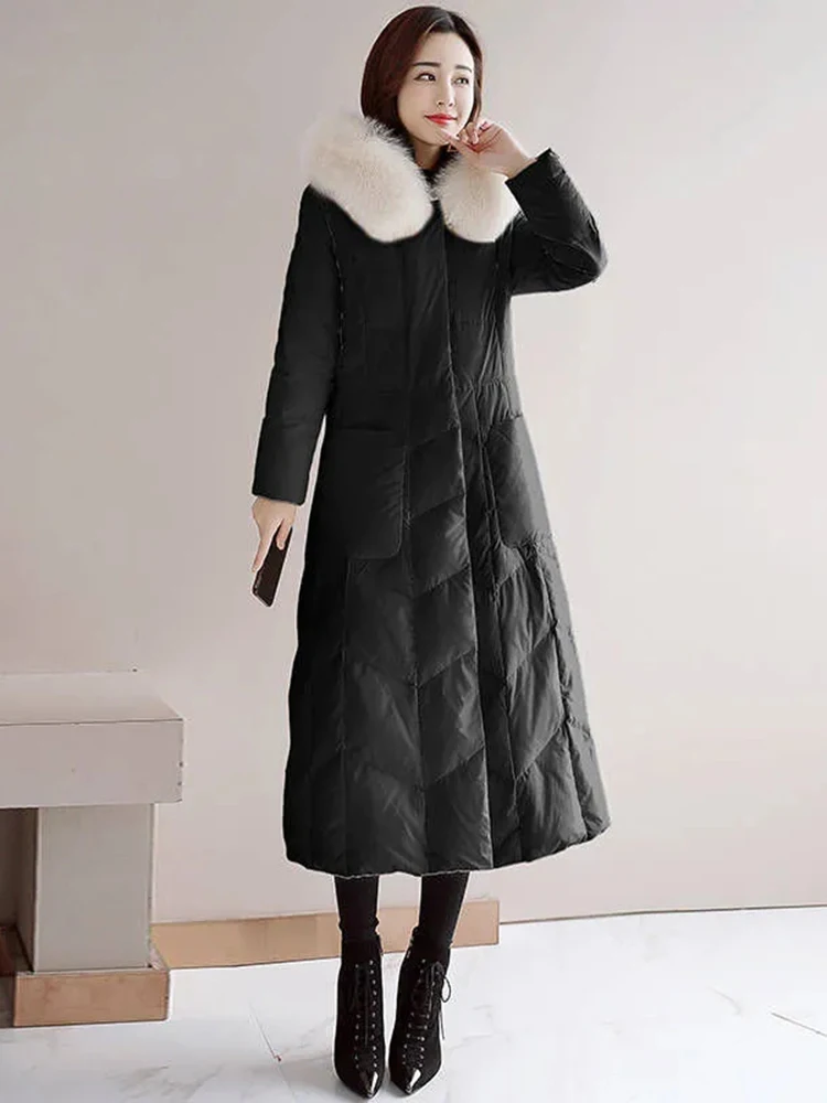 Long Warm Faux Fur Hooded Parkas Chaquetas Winter Chic Cotton Padded Winter Cold Overcoat Jaquetas Quilted Abrigos Chaquetas New