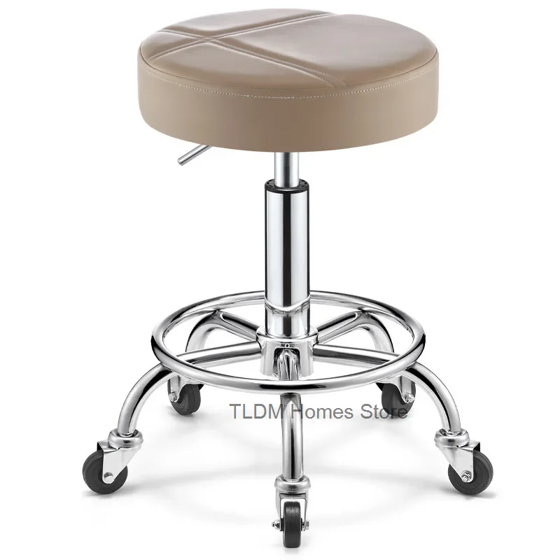 Professional Swivel Barbers Chairs Wheels Portable Rolling Hairdressing Stool Rotating Coiffeur Stuhl Salon Furniture MQ50BC