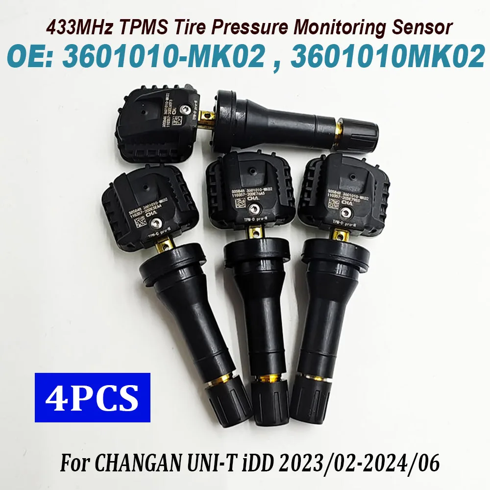 4PCS 3601010-MK02 Tire Pressure Monitoring Sensor 3601010MK02 433MHz TPMS For CHANGAN UNI-T CS75 CS55 Plus Oushang X5 X7 PLUS Z6