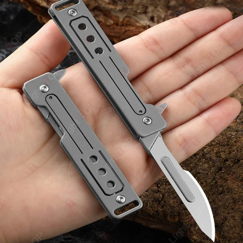 Folding Knife Stainless Steel Pocket Knife Multifunctional Knife 10 Replaceable Sharp Blades Kitchen Fruit Knife Craft Knife Kit