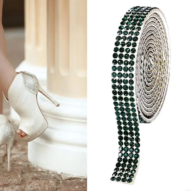 반짝이는 모조 다이너스 리본 리본 1 마당 롤 크리스탈 리본 롤 접착제 리본 웨딩 케이크 장식을위한 리본 Y08E