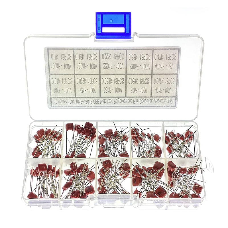 

150Pcs 15 Values CBB Capacitor Set Metallized Polyester Film Capacitors Assortment Kit 10NF-470NF 22NF 47NF 100NF