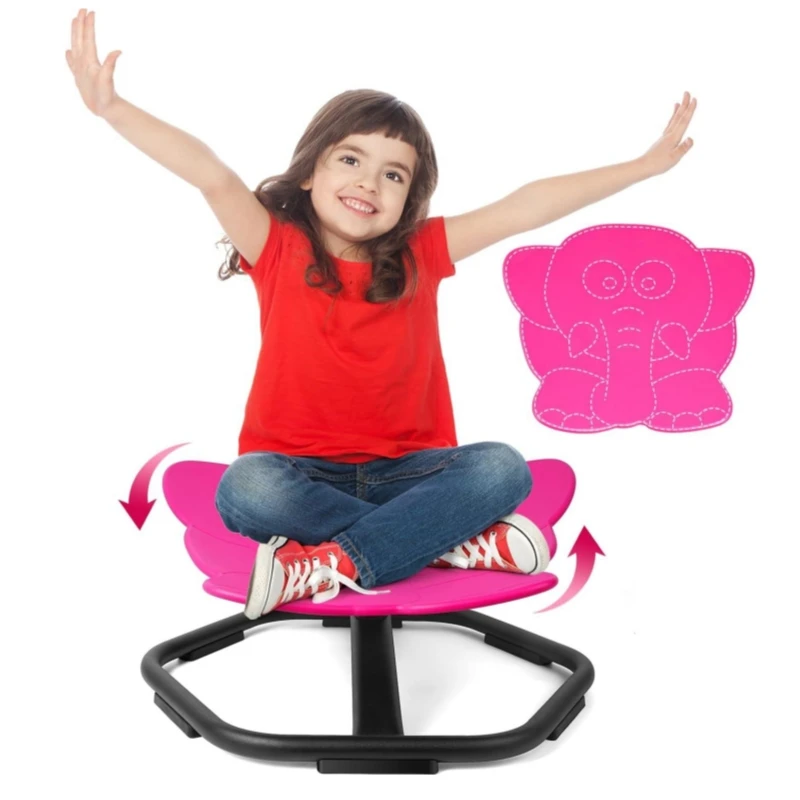 TERRAMUS Chaise pivotante éléphant pour enfants 360 °   Chaise rotative pour tout-petits, jouets d'équilibre sensoriel, soulagement de la maladie du mouvement, garçon et fille