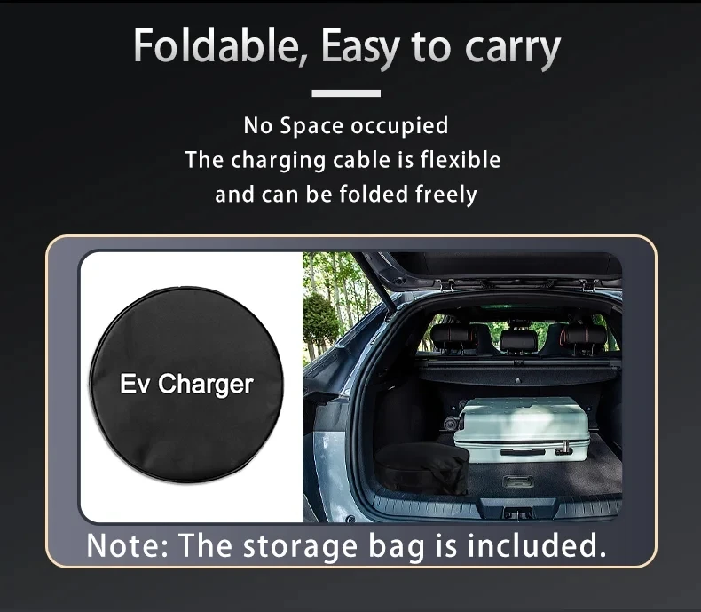 Teschev Portable EV Charger Type2 IEC 62196 Electric Car Charger 3.5KW 16A 1Phase EVSE Fast Charging Wallbox EV Charging Station